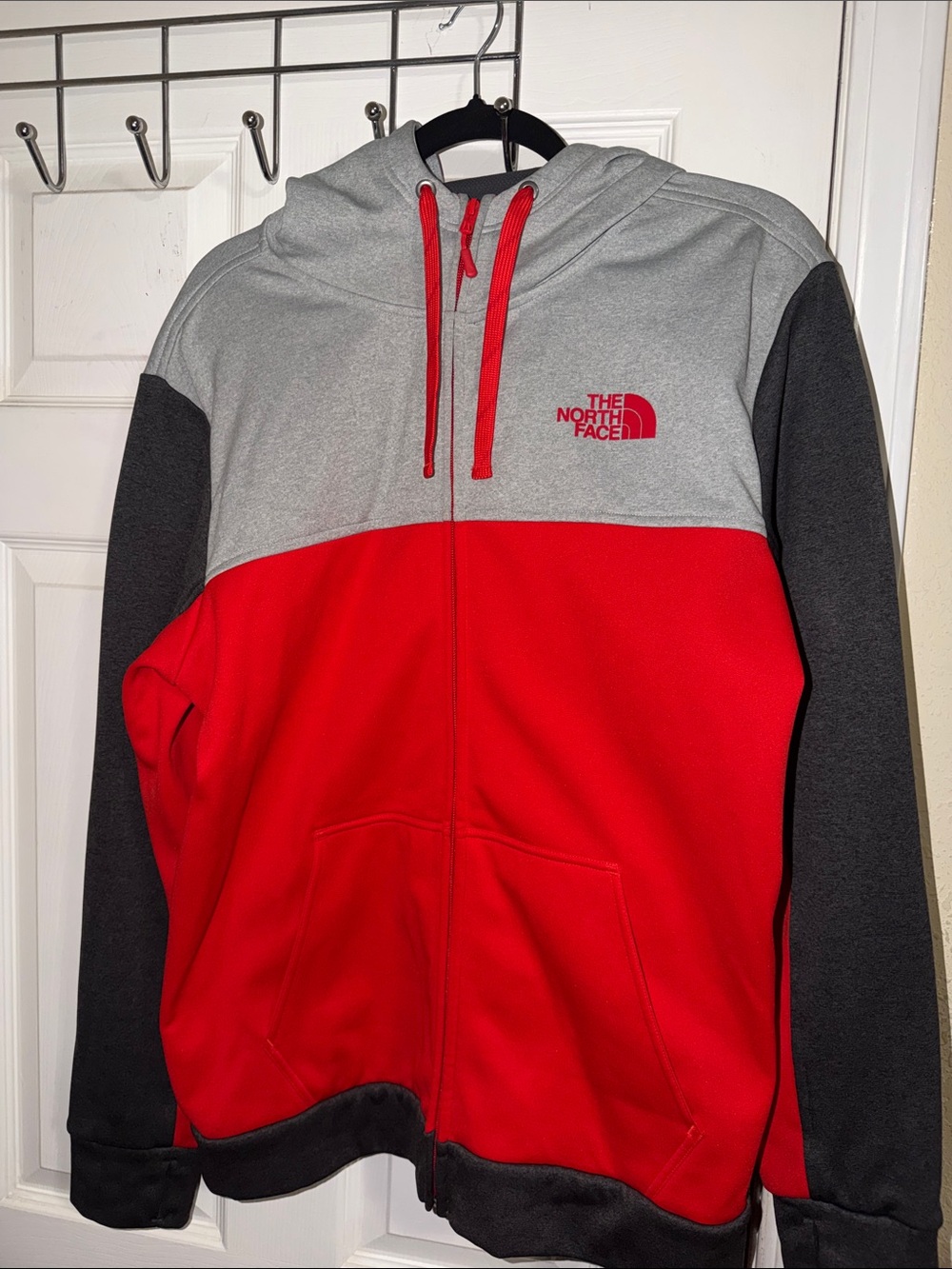 The North Face Red, Gray & Black Men's Zip-Up Fleece Jacket